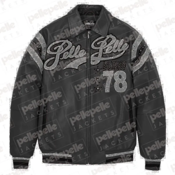 Pelle-Pelle-Black-Encrusted-Varsity-Plush-Jacket