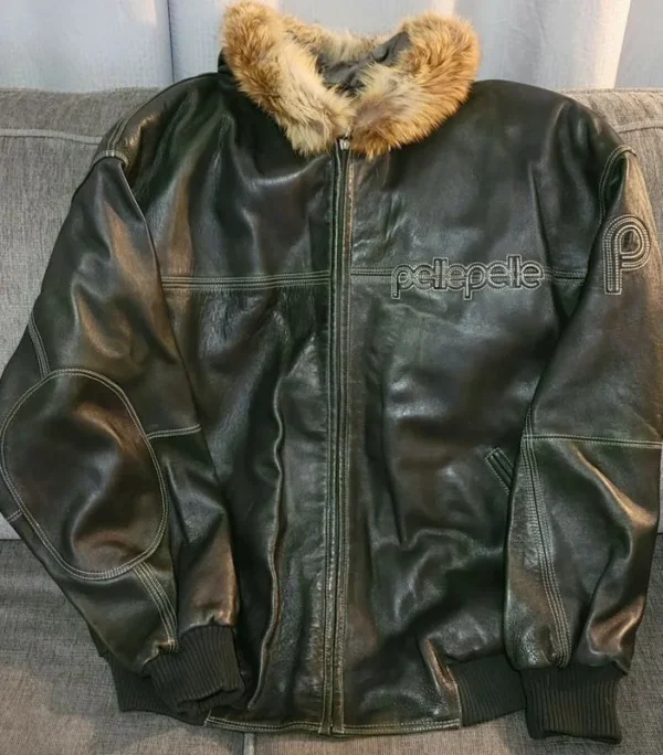 Pelle-Pelle-Black-Fur-Hooded-Leather-Jacket-