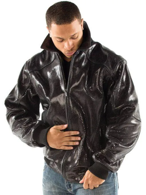 Pelle-Pelle-Black-Python-Leather-Jacket