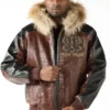 Pelle-Pelle-Mens-Fur-Hooded-Brown-Leather-Jacket
