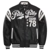 Pelle Pelle Encrusted Varsity Plush Black | Pelle Pelle Coat