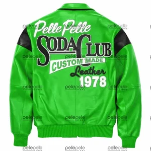 Green Pelle Pelle Soda Club Genuine Leather Jacket