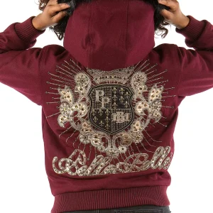 Pelle Pelle Hooded Crest Maroon Wool Jacket