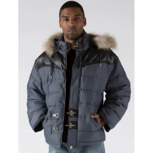 Pelle Pelle Mens Denim Blue Color Nylon Jacket