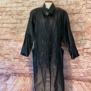 Pelle Pelle Women VTG Black Leather Long Coat