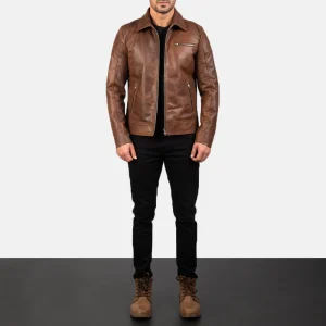 Pelle Pelle Men Brown Biker Leather Jacket