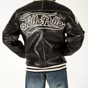 Pelle Pelle Black Men Varsity Genuine Leather Jacket