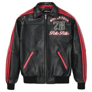 Pelle Pelle World Tour Black Red Men Genuine Leather Jacket