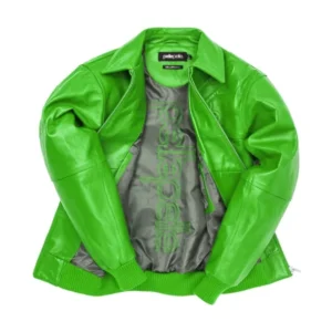 Pelle Pelle Green Puff Plush Genuine Leather Jacket