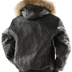 Pelle Pelle Black Encrusted Fur Hood Jacket