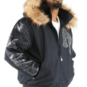 Pelle Pelle Men Airbourne Fur Navy Blue Hood Jacket