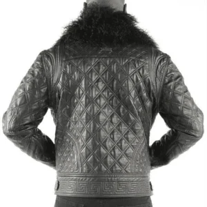 Pelle Pelle Men Grey Quilted Fur Collar Jacket